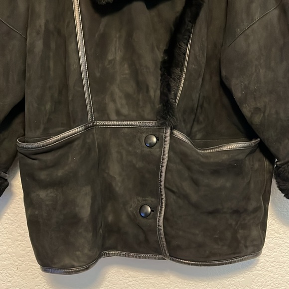 Vintage Christia Hana K Suede Fur Black Coat - Picture 9 of 17